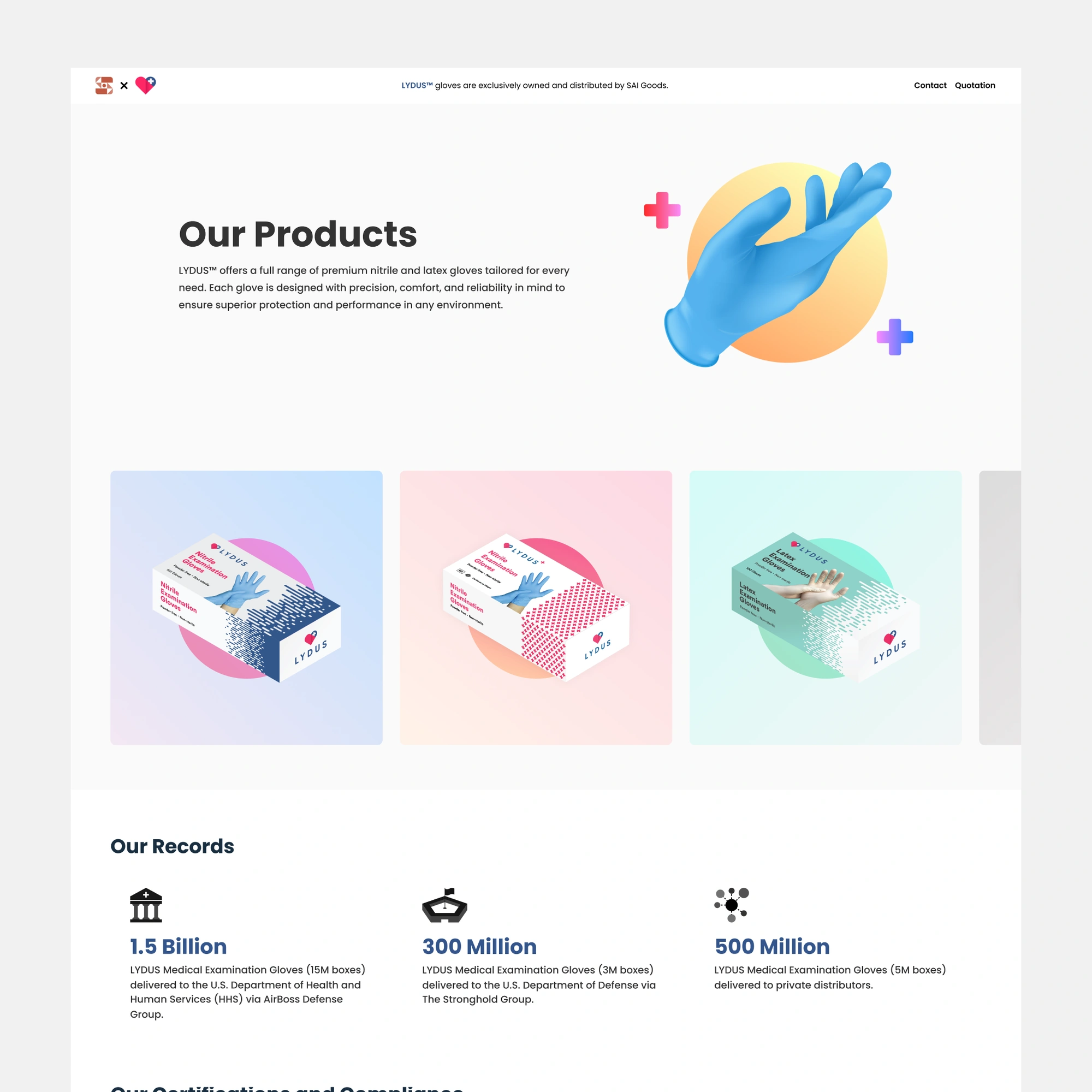 LYDUS Gloves website design